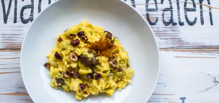 Haselnuss-Rosenkohl-Maronen-Risotto